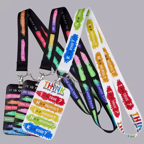 Mental Wellness Credential Holder Rainbow Quote Lanyards for Key Neck Strap for Card Badge Gym Keych