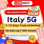 Italy eSIM 1-15Days 5G Truly Unlimited Data Full 10Mbps Speed | eSIM Italy SIM Card | High Speed Tra