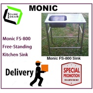 Monic FS-800 Stainless Steel Free Standing Single Bowl with Drainer Kitchen Sink