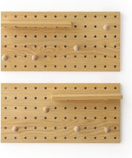 Pegboard ไม้ Modular แสดงผลองค์กรจัดเก็บผนังตะขอชั้นวาง (สี: โอ๊ค)