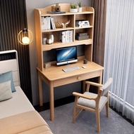全城熱賣 - 實木書桌書櫃書架一體書桌 電腦桌（原木色單桌+B扶手椅）（尺寸：80*60*180cm）#H257021114