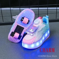 【Original Quality】LED Luminous sneakers Kids Roller Skating Boys' Two-Wheel Walking Shoes Students' 