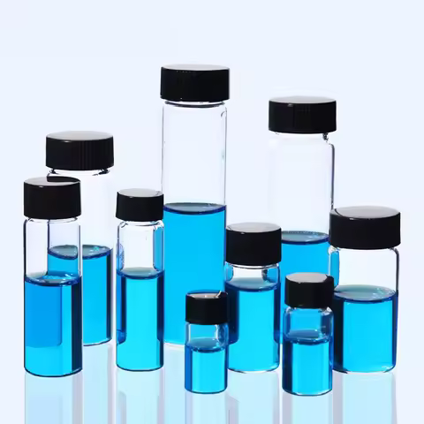 20pcs/lot 3ml 5ml 10ml 15ml 20ml 30ml 40ml 50ml (Clear/ Brown) Glass Seal Bottle Reagent Sample Vial