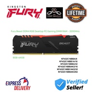 Kingston Fury Beast DDR4 RGB Desktop PC Gaming DIMM RAM - 3200MHz 8GB-64GB ( KF432C16BB )