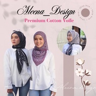 ALEENA_DESIGN Tudung Bawal Raya Collection Printed Bidang 45 Cotton Voile Hijab Bercorak Bawal Murah
