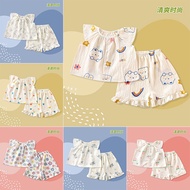 70-150cm【Ready Stock】Set Piyama Anak Perempuan Comel dengan Lengan Layang | Atasan & Celana Pendek B