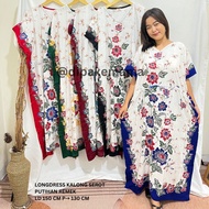 LONGDRESS KALONG SEROT DIPAN MAMA WHITE MOTIF REMEK MAXIMUM LD 150 CM - [DPKMM]