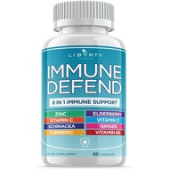 8 in 1 Immune Defense Support, Immunity Capsules Supplement with Echinacea Zinc 50mg, Vitamin C, D3 