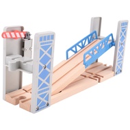 Wooden Train Tracks Railway Toys Set Wooden Double Deck Bridge Wooden Accessories Overpass Model Kid