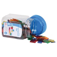 edx education Transparent Tiles - Mini Jar - Colorful, Plastic Squares - Light Box Accessory - Senso