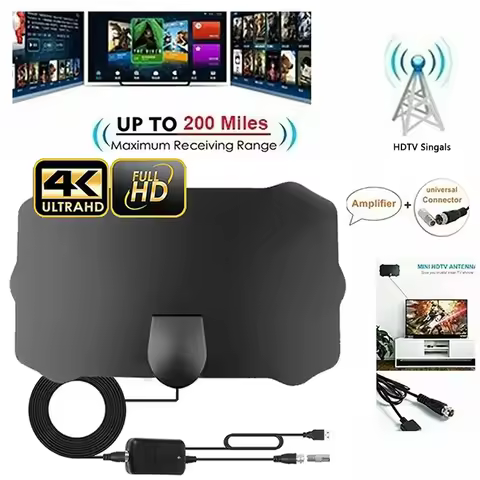 5000 Miles 8K Digital DVB-T/T2 DVBT2 TV Antenna Indoor with Amplifier Booster 1080P Aerial For Car A