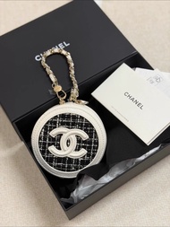 CHANEL Tweed 小圓餅包掛 Round Vanity Case Bag Charm
