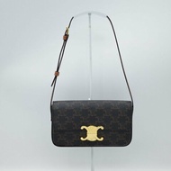 【超新🌟小編推薦】Celine 思琳 Triomphe  PVC 棕色花紋 棕色牛皮 腋下包 肩背包