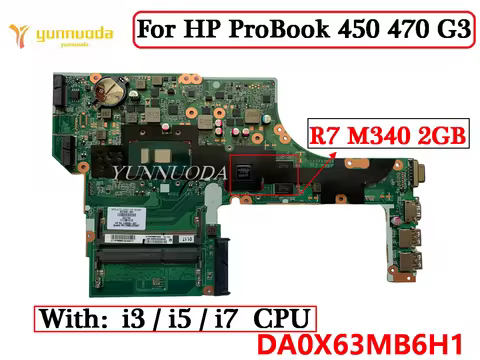 DA0X63MB6H1 For HP ProBook 450 470 G3 Laptop Motherboard With 3855U 4405U I3 I5 I7 CPU R7 M340 2G GP