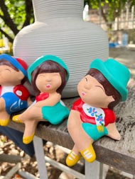ตุ๊กตาเซรามิก ตกแต่งสวน ขนาดใหญ่ ตุ๊กตาดินเผา นั่งห้อยขาสั่งซื้อ1ได้2ตัว(พร้อมส่ง)