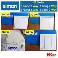 (BIG Switch) Simon E3 Series 10A 1 Gang 2 Way, 2 Gang 2 Way, 3 Gang 2 Way, 4 Gang 2 Way Switches - W