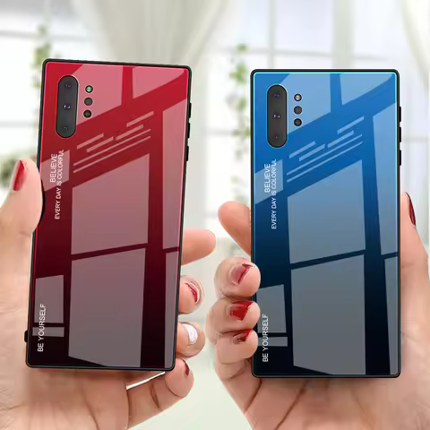 For Samsung Galaxy Note 10 Case Hard Tempered Glass Gradient protective Back Cover case For samsung 