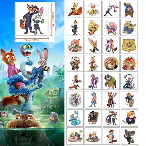 40pcs/set New Cartoon Disney Zootopia 2 Judy Nick Temporary Tattoo Stickers For Body Art Tattoo Part