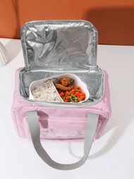1入組簡約時尚耐用保溫午餐袋大容量便攜食品袋便當盒保溫袋手提袋午餐盒野餐袋大容量保溫便當袋
