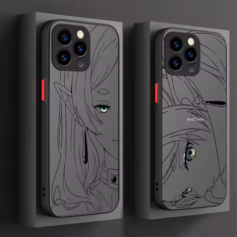 Cute Frieren Anime Line Hard Phone Case for iPhone 17 Air 15 16E 16 14 13 12 11 Pro Max XR 7 8 Plus 