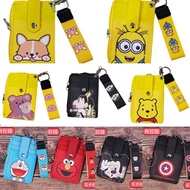 Badge Holder ID card holder cartoons design zippers purse with detachable hand strap keychain holder