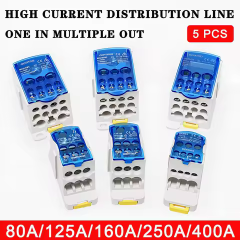 UKK Rail Terminal Block UKK 80A/125A/160A/250A/400A Distribution Box One In Several Out Power Wire E