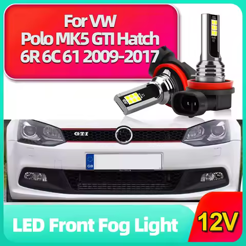Fits For 2009-2017 VW Polo MK5 GTI Hatch 6R 6C 61 LED H8 H11 H16JP Fog Lamp 12V Auto Bulbs 6000K 303