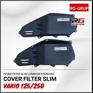 LMV RACING COVER BOX FILTER SLIM VARIO 125 VARIO 150 + EMBLEM STAINLESS PREMIUM 304 HRC LIQUI MOLY C
