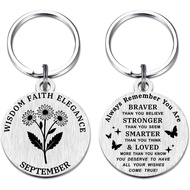 HYHYDHP September Birth Flower Keychain - September Birth Flower Gifts - Special Aster Birthday Idea
