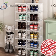Kotak Kasut Lutsinar Boleh Susun & Lipat | Shoe Organizer Clear Plastic Stackable Collapsible Sneake