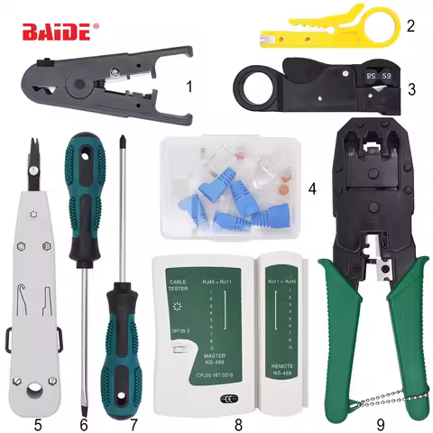 9 in 1 Ethernet Cable tool RJ11 RJ45 Cat5 Cat6 Crimp network Cable crimping Crimper pliers tool set 