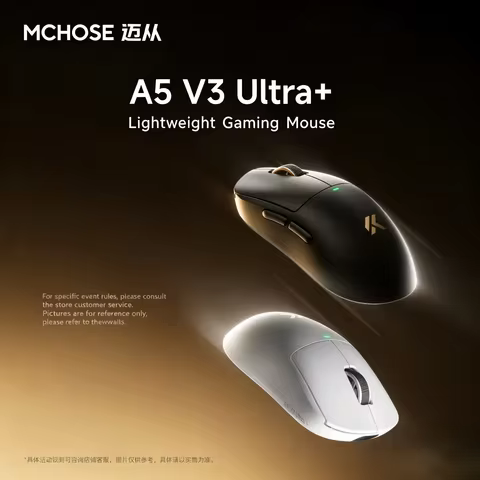 MCHOSE A5 V3 Ultra Light 56g Dual 8K Wireless Gaming Mouse PAW3395TI Tri-Mode TOPSPEED Wireless Tech