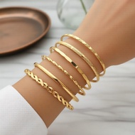 6-Piece Detachable Circle Bracelet Set, Stackable & Elegant for Ladies