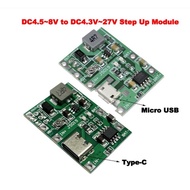 Micro USB/Type-C 3.7V To 9V 5V 2A DC-DC Step Up Boost Module Adjustable 18650 Lithium Battery Charging Discharge Module