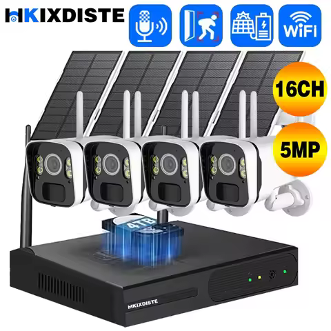 16CH 5MP NVR Wireless Solar Panel Battery WIFI Camera WiFi NVR Video Surveillance Security System Ki