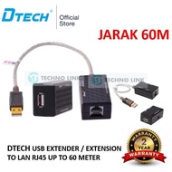 DTECH USB Extender Via UTP LAN CAT6 up to 60 Meters M with External Power DC 5V Support DT-5015 ORIG
