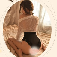 Sexy Cosplay Secretary Lingerie Transparent See thru Silk Night Wear Baju Tidur Women性感内衣秘书装