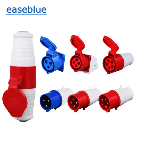 Industrial Plug and Socket 5pin 3core 3P/4P/5P Electrical Connector 16A 32A IP44 Wall Mounted Socket