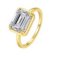 Really D Color 4ct Moissanite Ring S925 Sterling Silver Plated with 18K Gold Rings for Woman Jewelry