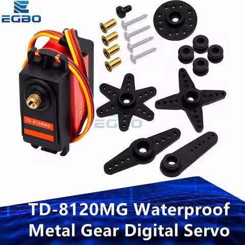 EGBO TD-8120MG Waterproof Digital Servo: 20kg High Torque & 180° Rotation Angle – For RC Cars & Mode