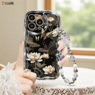 Crystal Butterfly & Lotus Flower Wavy Bracelet Case for Realme Note 50 C65 C51 C55 C53 C35 C30s C67 