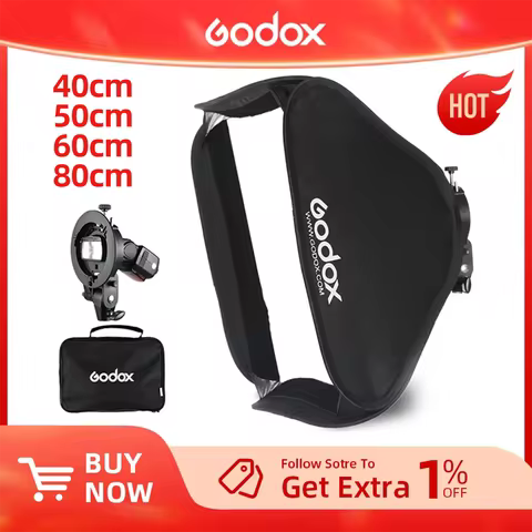 Godox 40cm 50cm 60cm 80cm Ajustable Speedlight Flash Softbox + S type Bracket Bowens Mount Kit for S