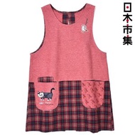Kusuguru Japan - 日本Kusuguru 貓丸系列 貓丸3人組 工作服 針織抓絨 紅色 口袋圍裙 背心型 (721)【市集世界 - 日本市集】