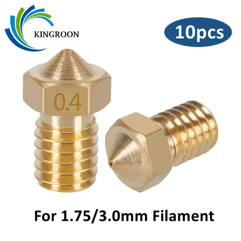 KINGROON 10pcs V5 V6 E3D Nozzle 0.2 0.3 0.4 0.5 0.6 0.8 1.0mm 3D Printer Part M6 Thread All Metal No