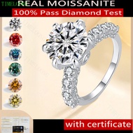 Real Moissanite Ring with GRA Certificate 5CT Round Cut Diamonds Ring S925 Sterling Silver Can Pass 