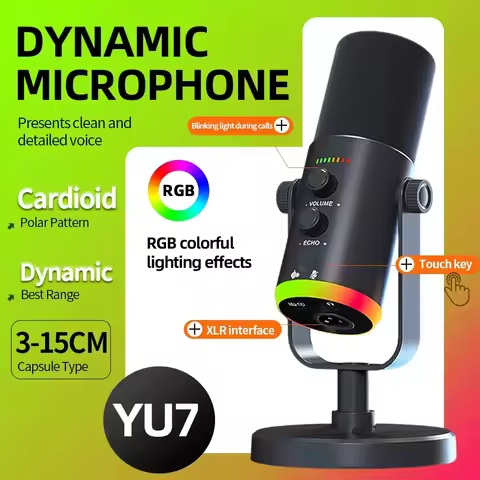 Prodcast Microphone USB Streaming Mic RGB With Noise Reduction Software Mic Gain Mute For Gaming Liv