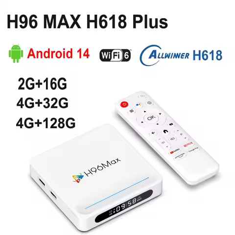 H96 MAX H618 PLUS Android 14 TV BOX Wifi6 BT5.4 Remote Control 8K Smart Media Player Set Top Box