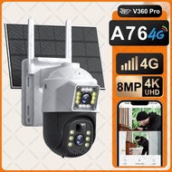 Solar CCTV ไร้สาย กล้องวงจรปิด 8MP 4K UHD 4G SIM พร้อมแบตเตอรี่ เลนส์คู่ outdoor กันฝน สีกลางคืน อ