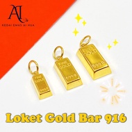 AIHUA Loket Gold Bar Charm Emas 916 Tulen Mini Gold Bar Emas 916 / 916 Gold Bar Pendant