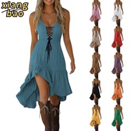 10MK Womens Dresses Vintage Cowgirl Dress Casual Sleeveless Ruffled Sundresses Halloween Western Out